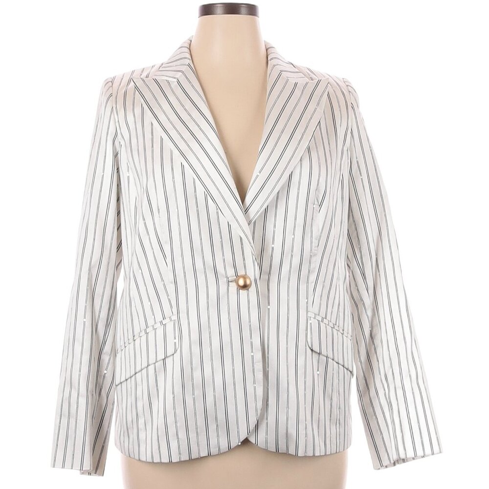 Marina Rinaldi White Pinstripe Blazer Size 12 (21)